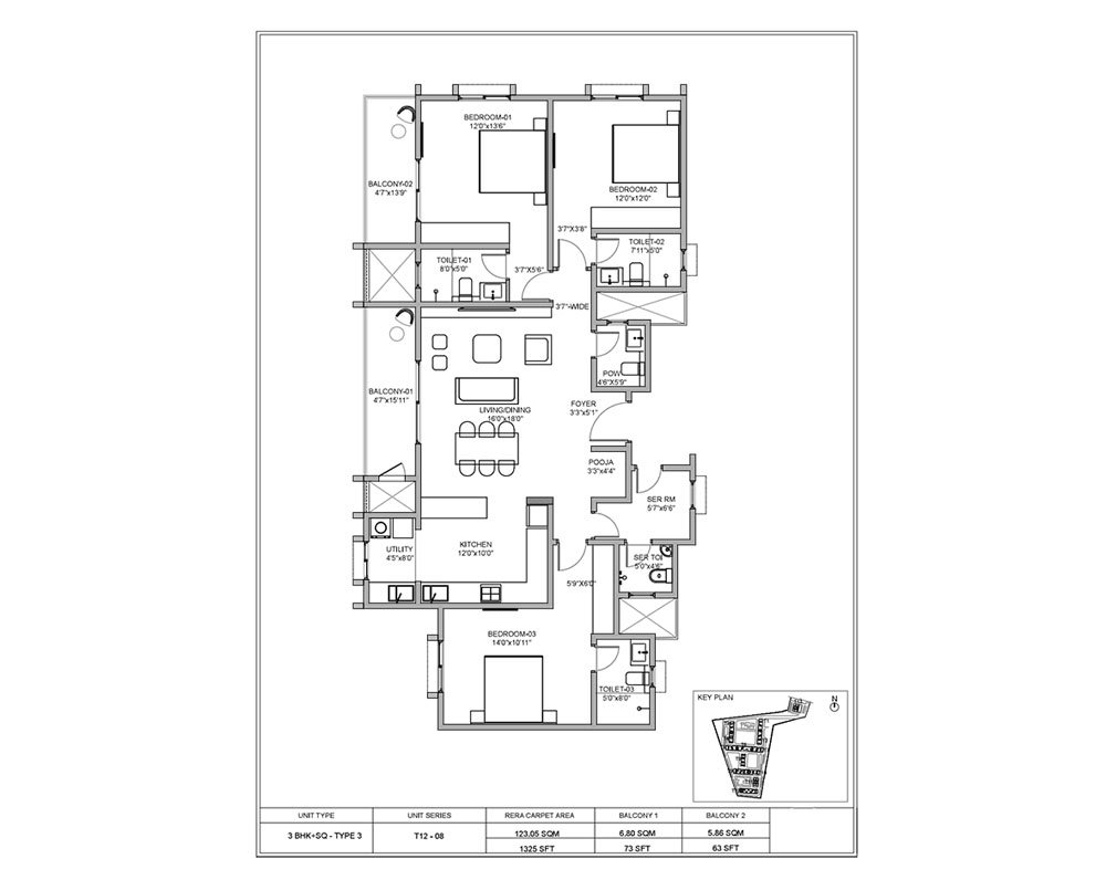 Birla Evara 3 BHK Floorplan