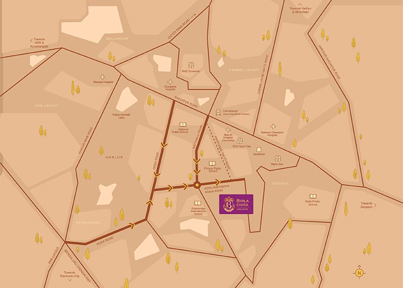 Birla Evara Location Map