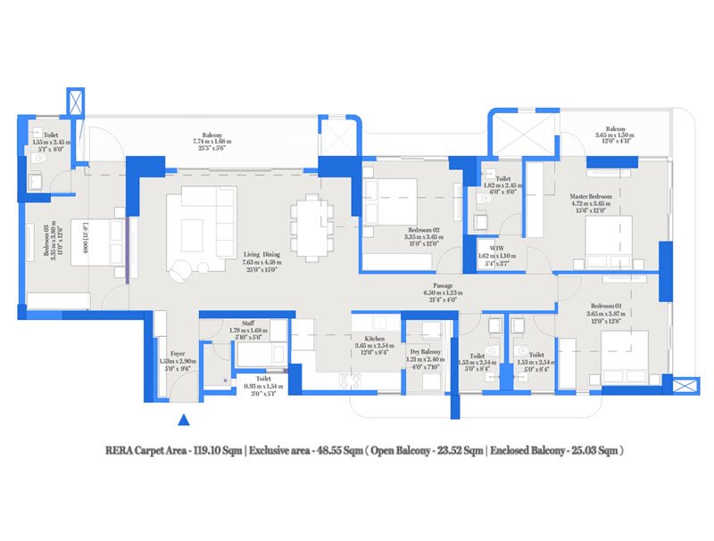 Birla Punya Phase 2 Wellesley Road 4 BHK Floorplan